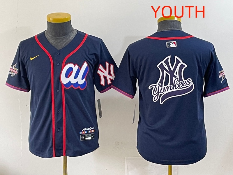 Youth 2025 New York Yankees Blank Drak Blue All star Blank Blue Nike MLB Jersey style 7->youth mlb jersey->Youth Jersey